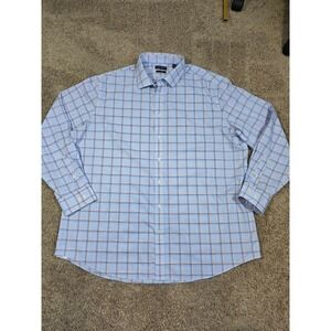 Ralph Lauren Men's Light Blue Plaid Stretch Fabric Dress Shirt Size 19 36/37